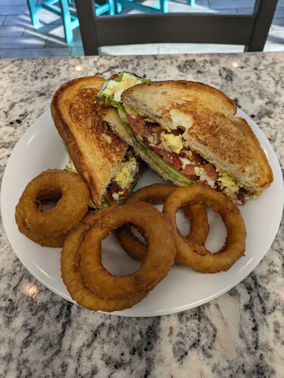 Egg Salad Club Sandwich and Rings
